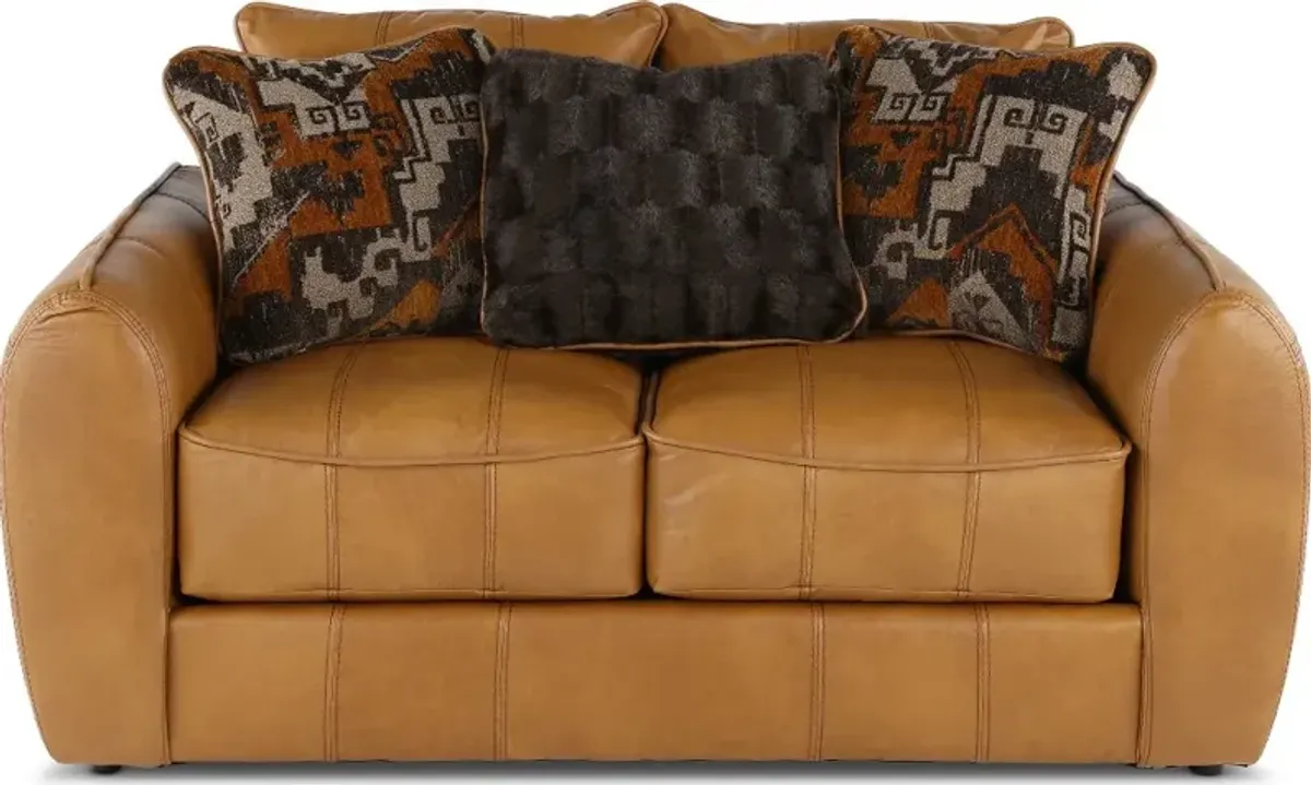 Corvara Tan Leather Loveseat