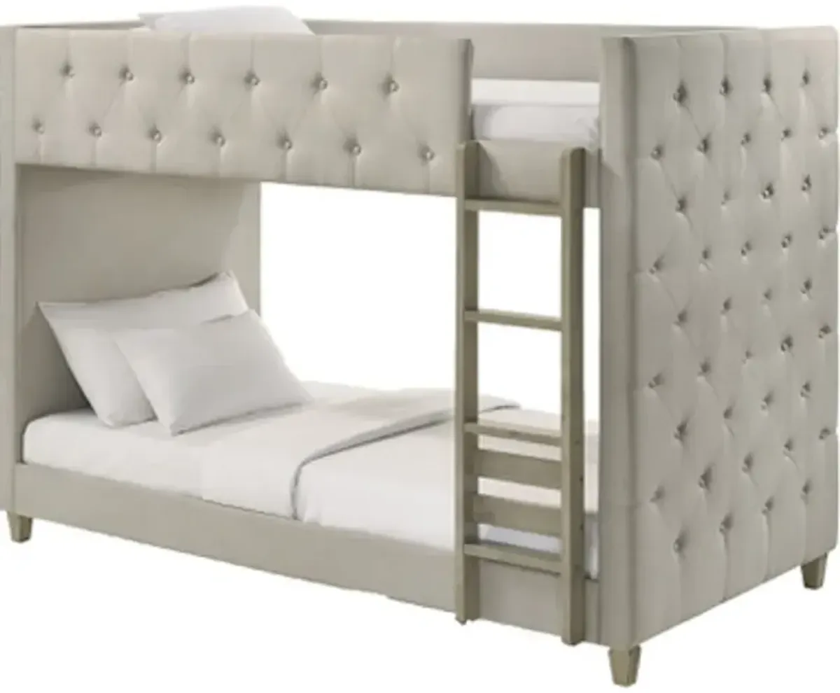 Addyson Gray Upholstered Twin-over-Twin Bunk Bed