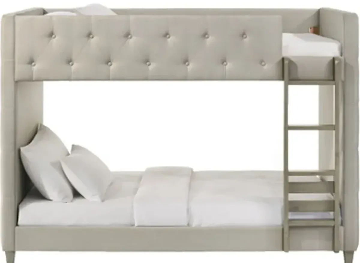 Addyson Gray Upholstered Twin-over-Twin Bunk Bed