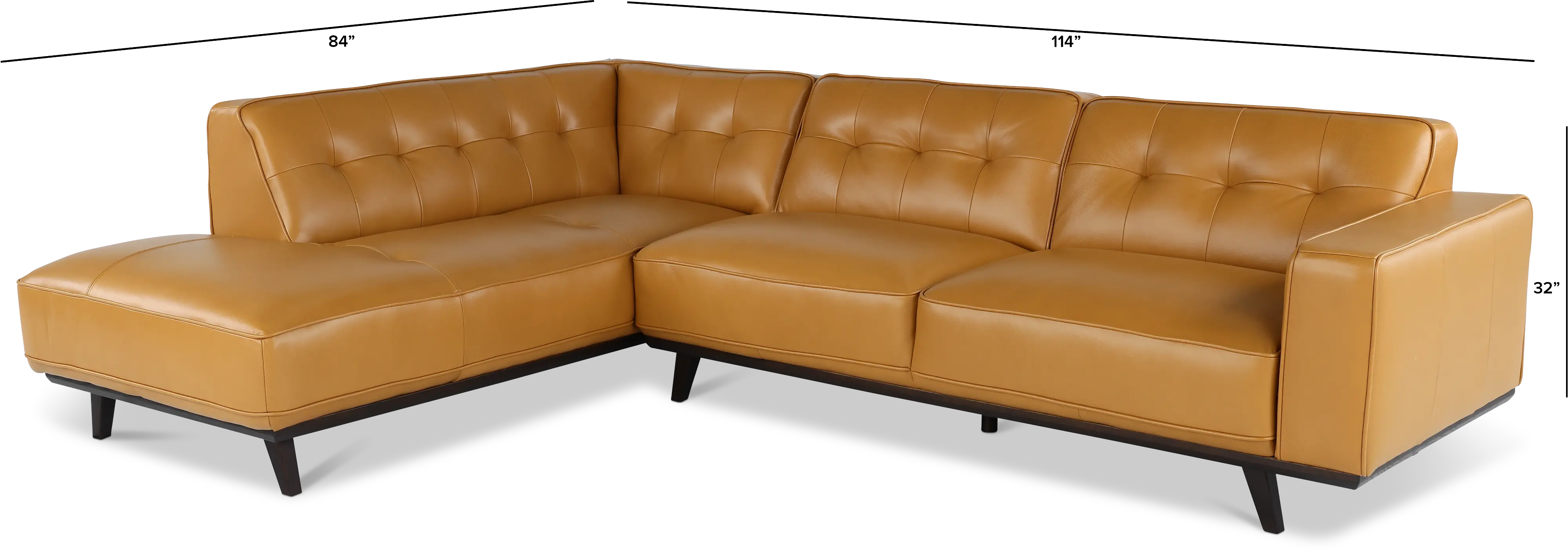 Madison Tan Leather 2 Piece Sectional