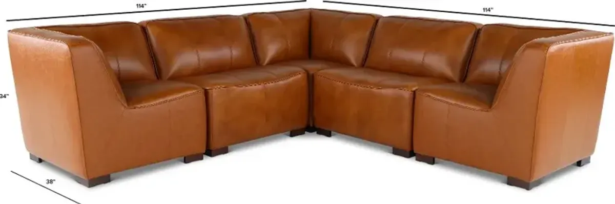 Denver Tobacco Brown 5 Piece Modular Sectional