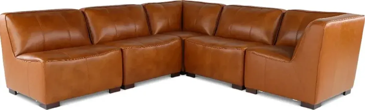 Denver Tobacco Brown 5 Piece Modular Sectional