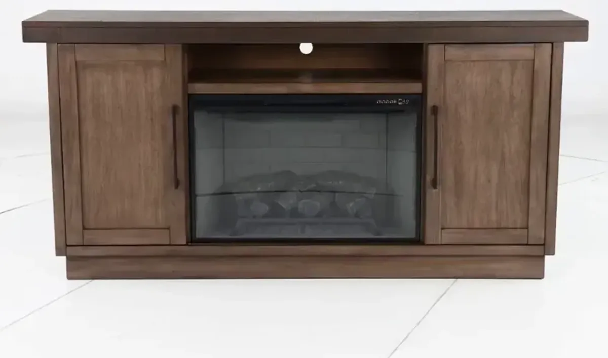 Boise Two-Tone Brown Fireplace Console