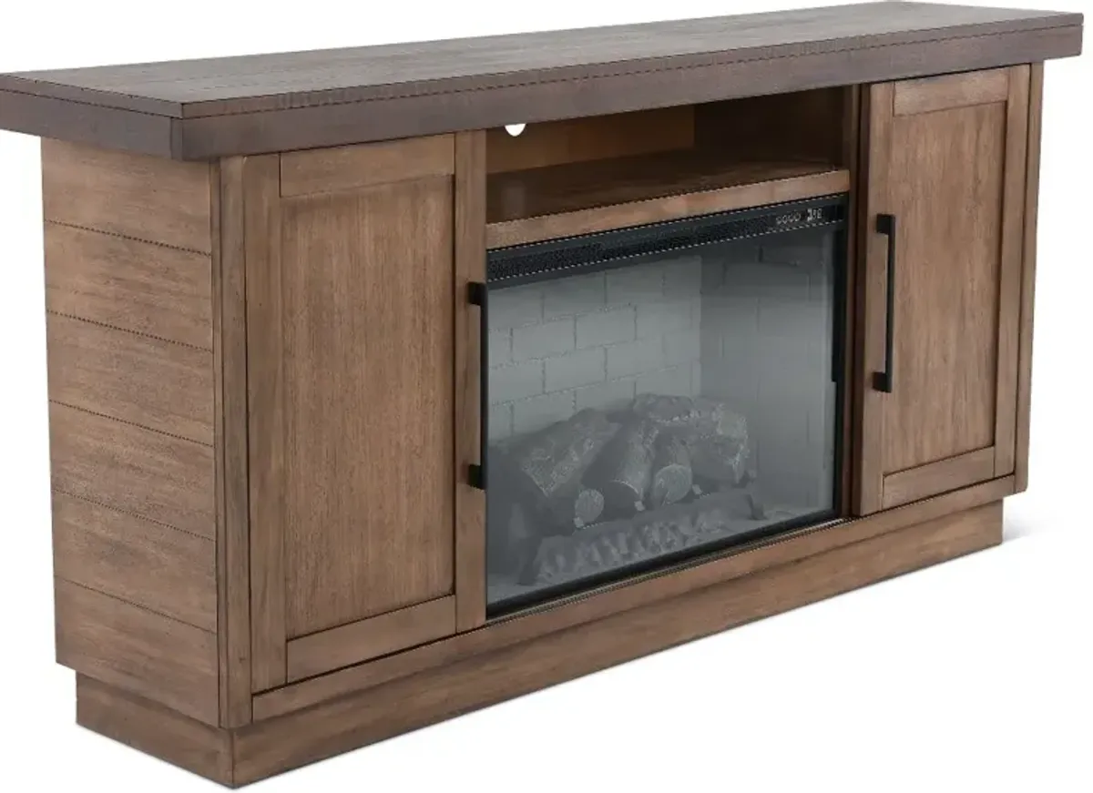 Boise Two-Tone Brown Fireplace Console