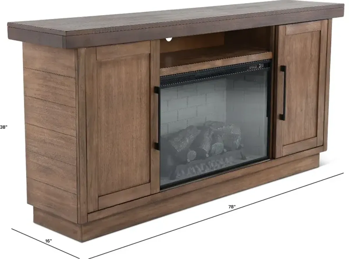 Boise Two-Tone Brown Fireplace Console