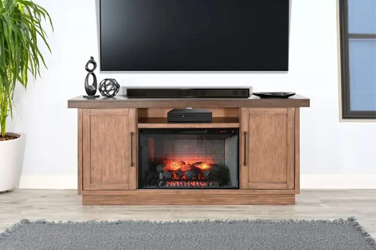 Boise Two-Tone Brown Fireplace Console