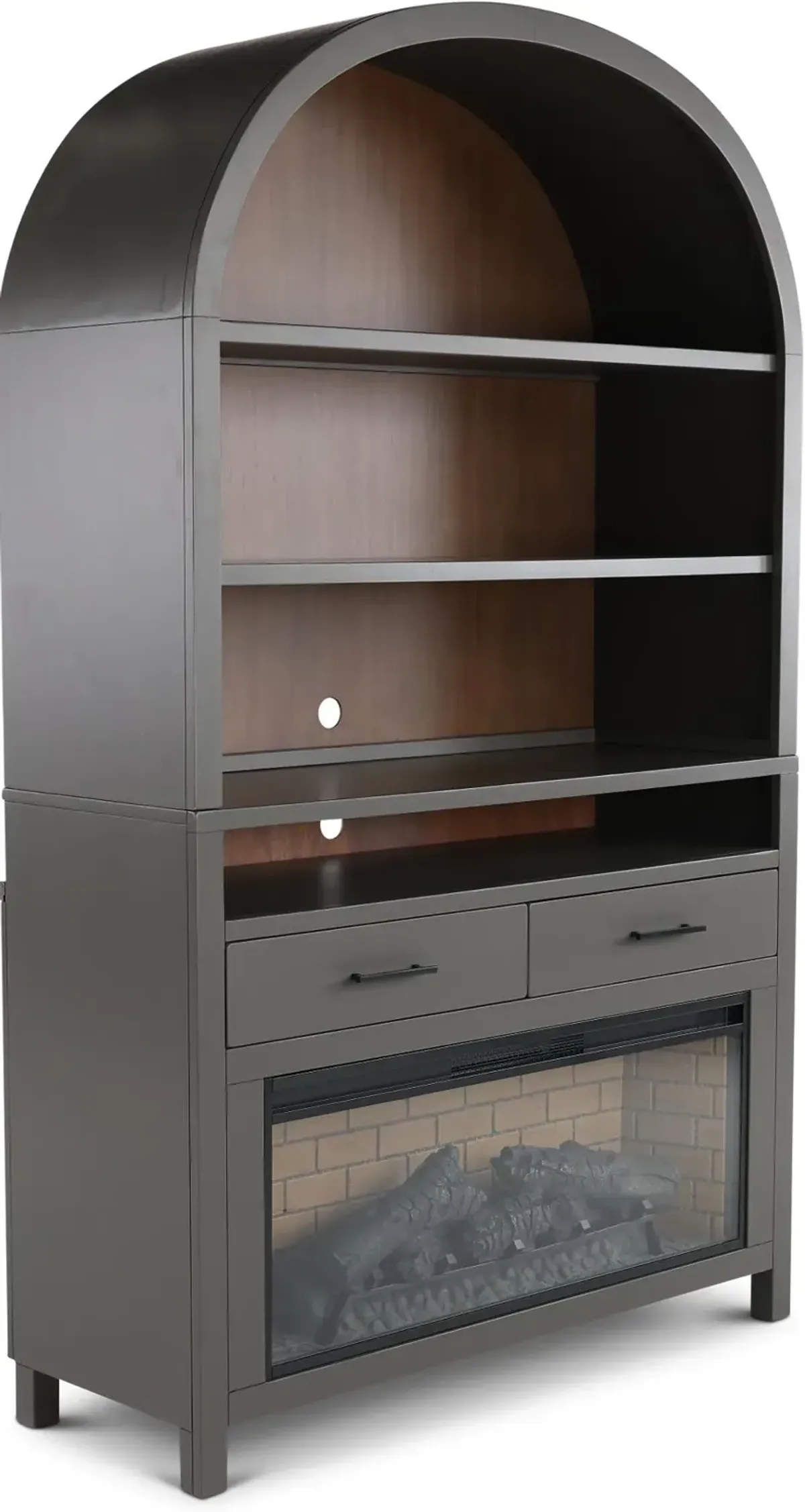 Chill Gray Wide Arch Fireplace Bookcase