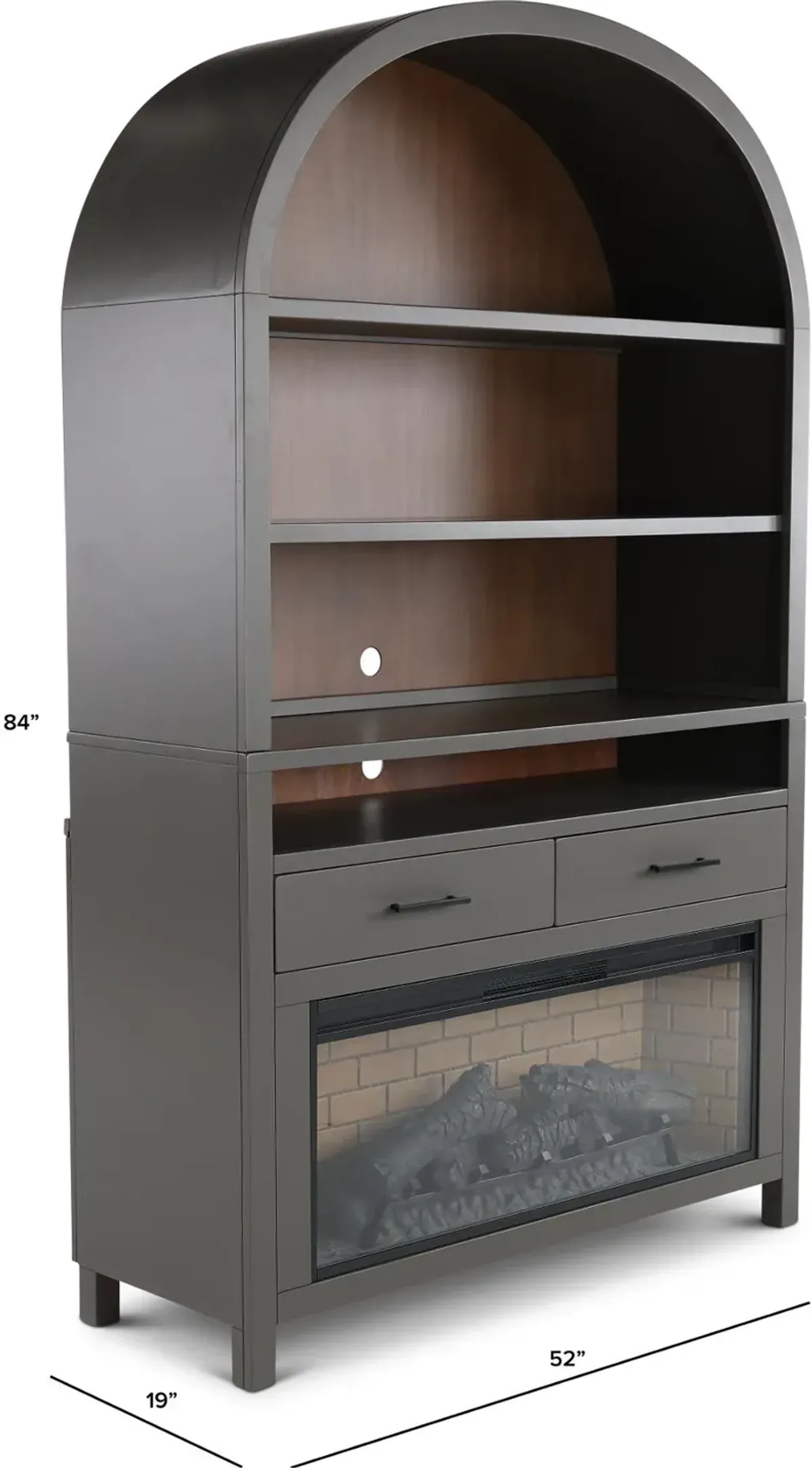 Chill Gray Wide Arch Fireplace Bookcase