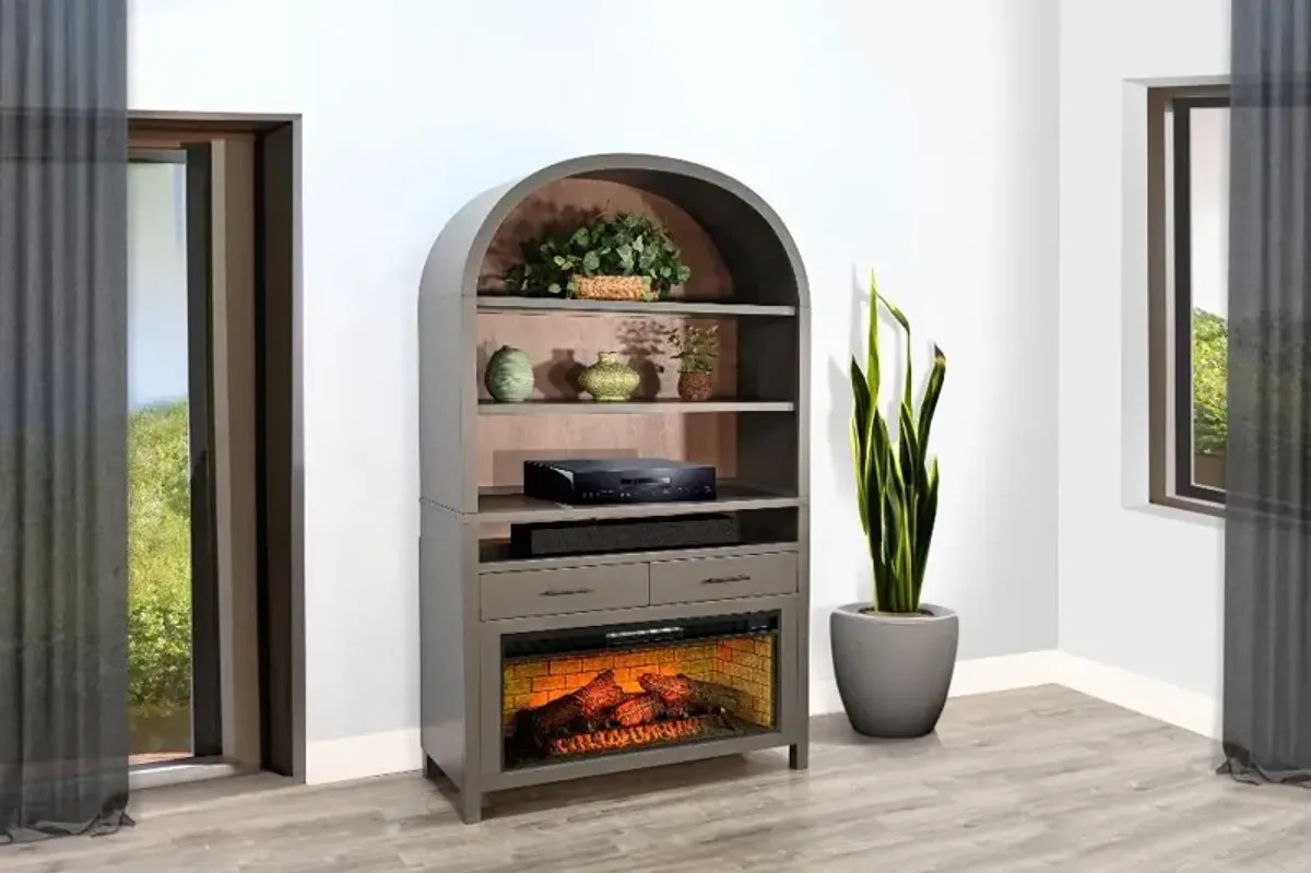 Chill Gray Wide Arch Fireplace Bookcase