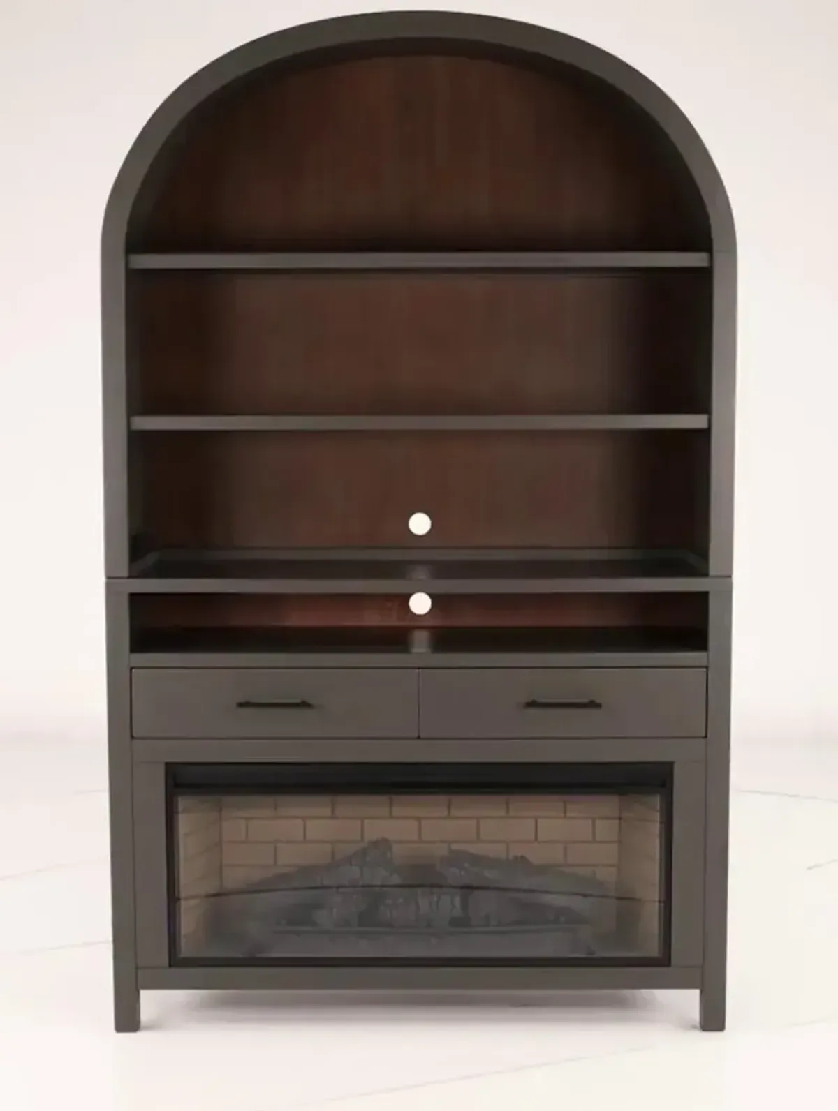 Chill Gray Wide Arch Fireplace Bookcase