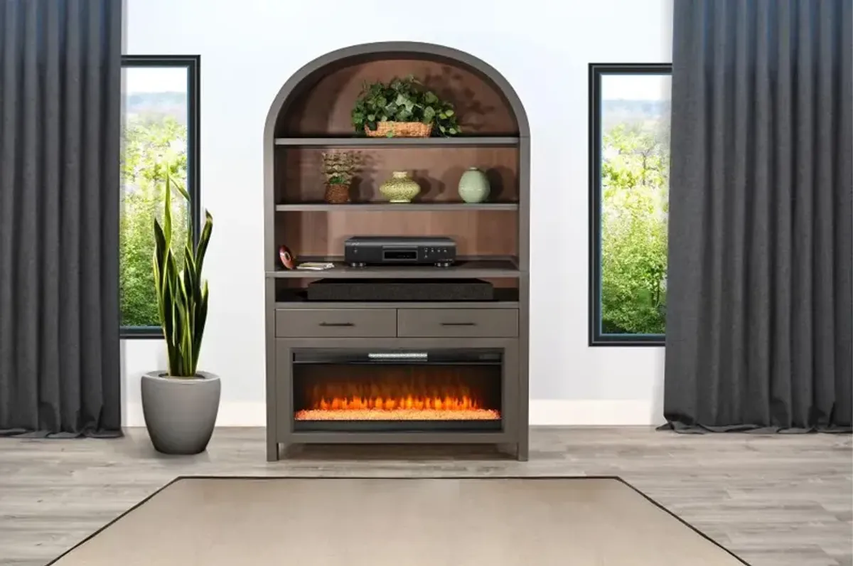 Chill Gray Wide Arch Fireplace Bookcase