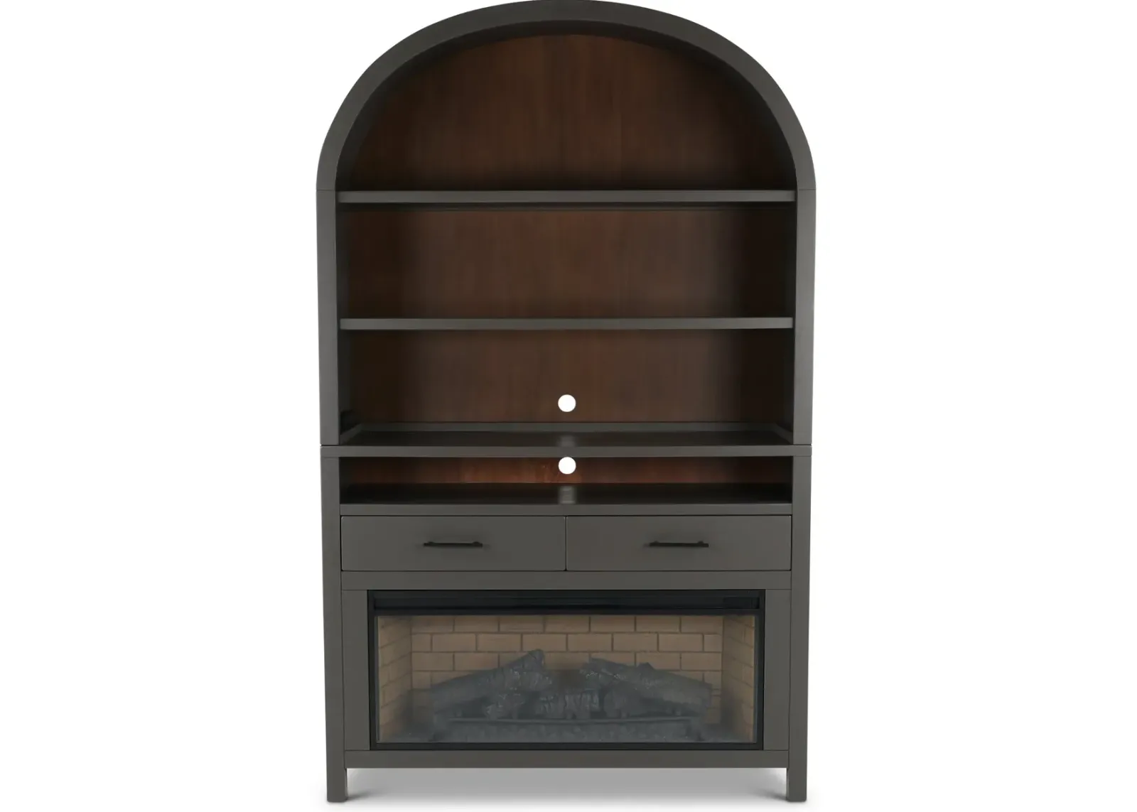 Chill Gray Wide Arch Fireplace Bookcase