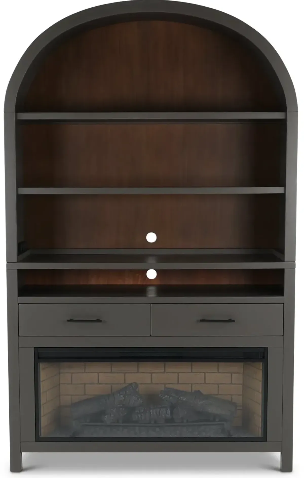 Chill Gray Wide Arch Fireplace Bookcase