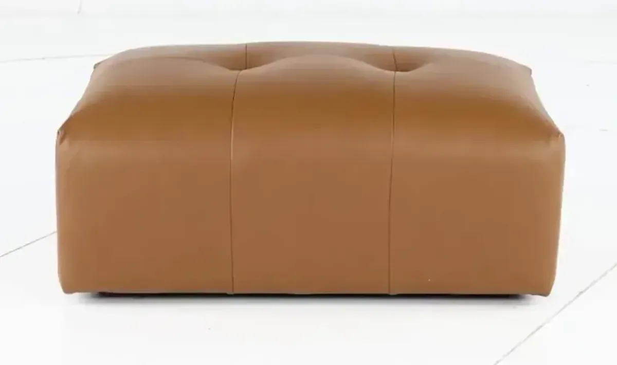 Zachary Tan Leather Ottoman