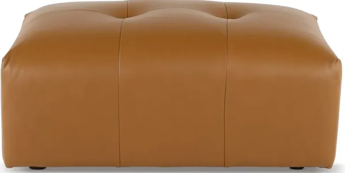 Zachary Tan Leather Ottoman