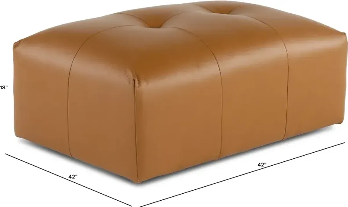 Zachary Tan Leather Ottoman