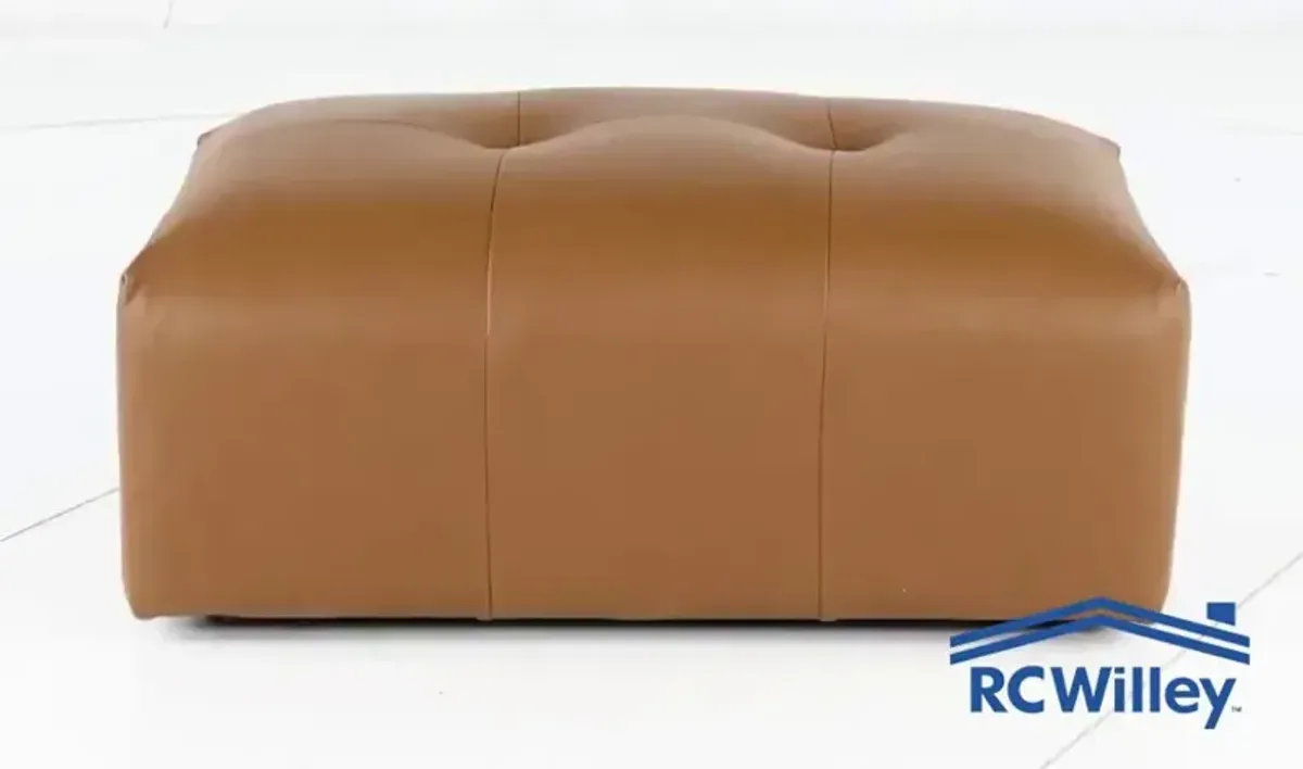 Zachary Tan Leather Ottoman