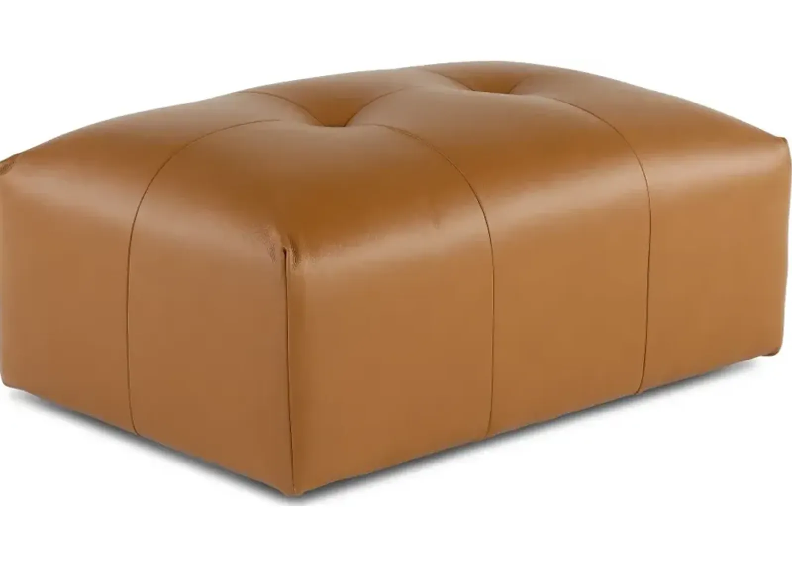 Zachary Tan Leather Ottoman