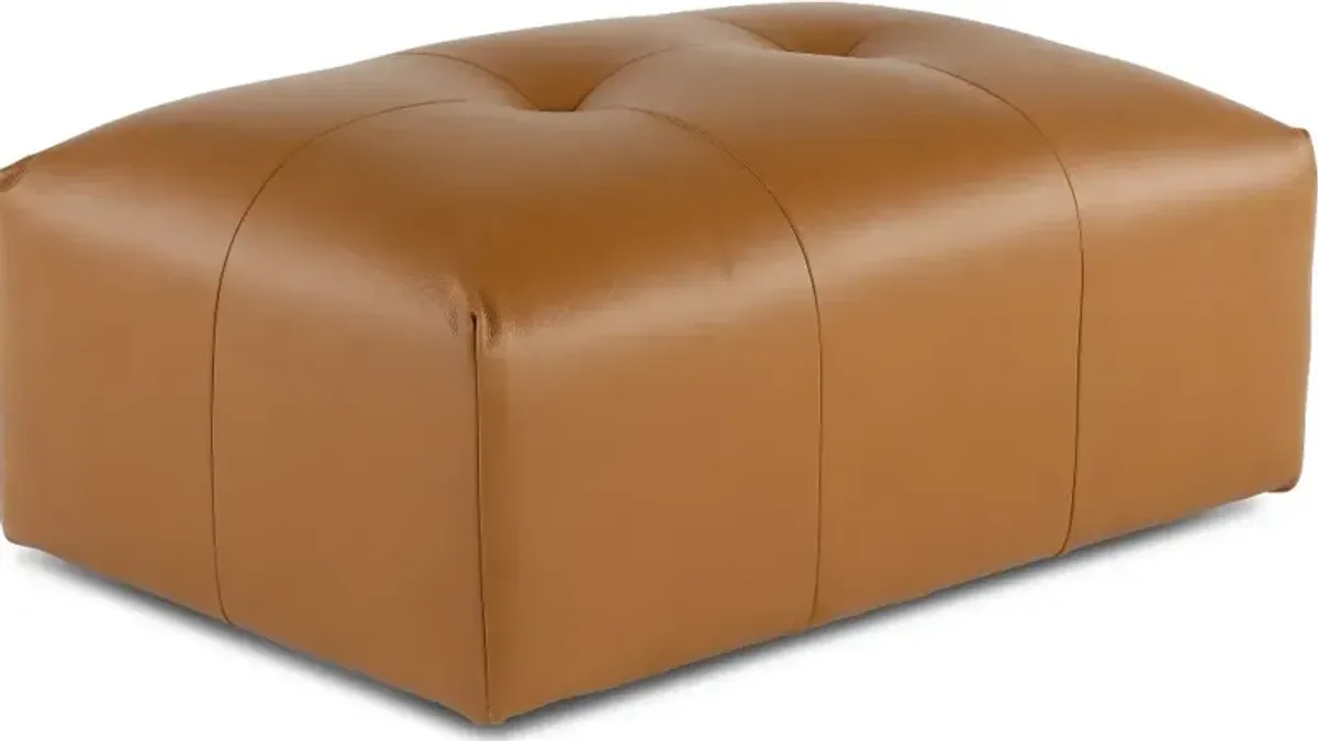 Zachary Tan Leather Ottoman