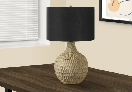 25 Inch Brown and Black Table Lamp
