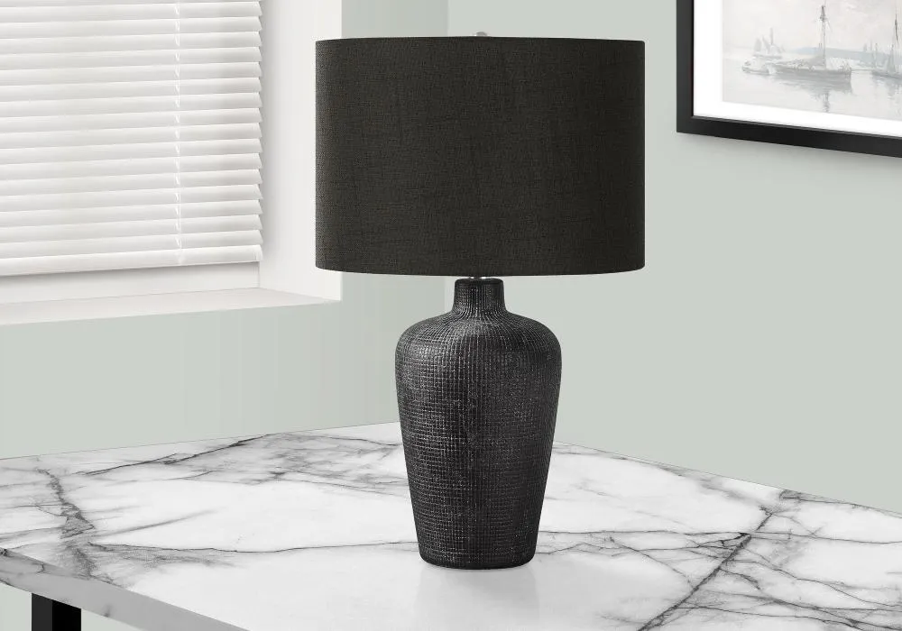 24 Inch Black Ceramic Lamp