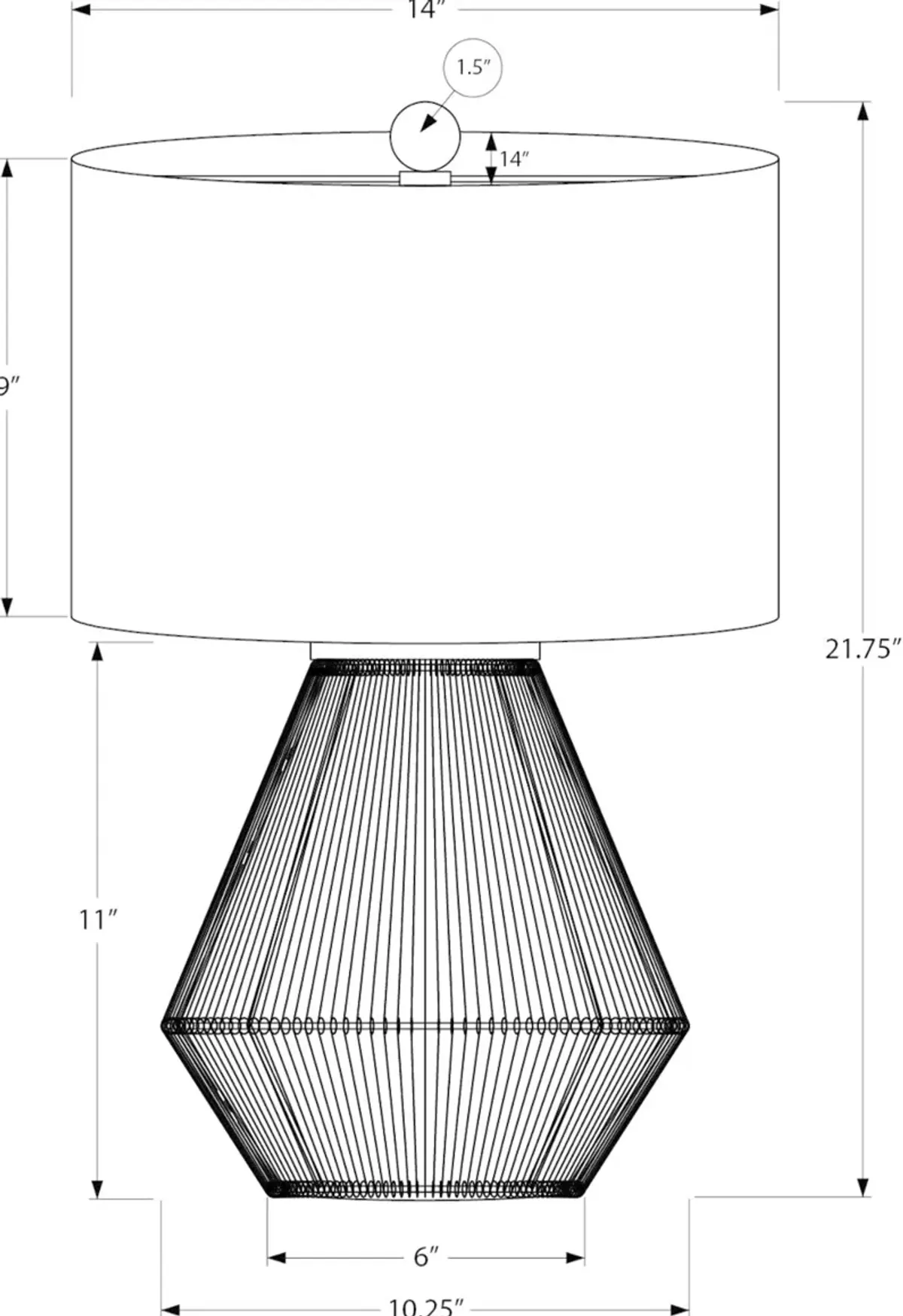 22 Inch Brown Rope Table Lamp