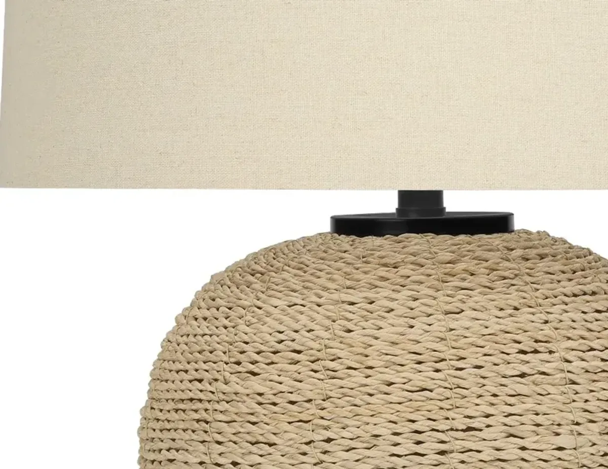 25 Inch Rattan Beige Table Lamp