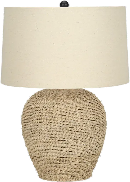 25 Inch Rattan Beige Table Lamp