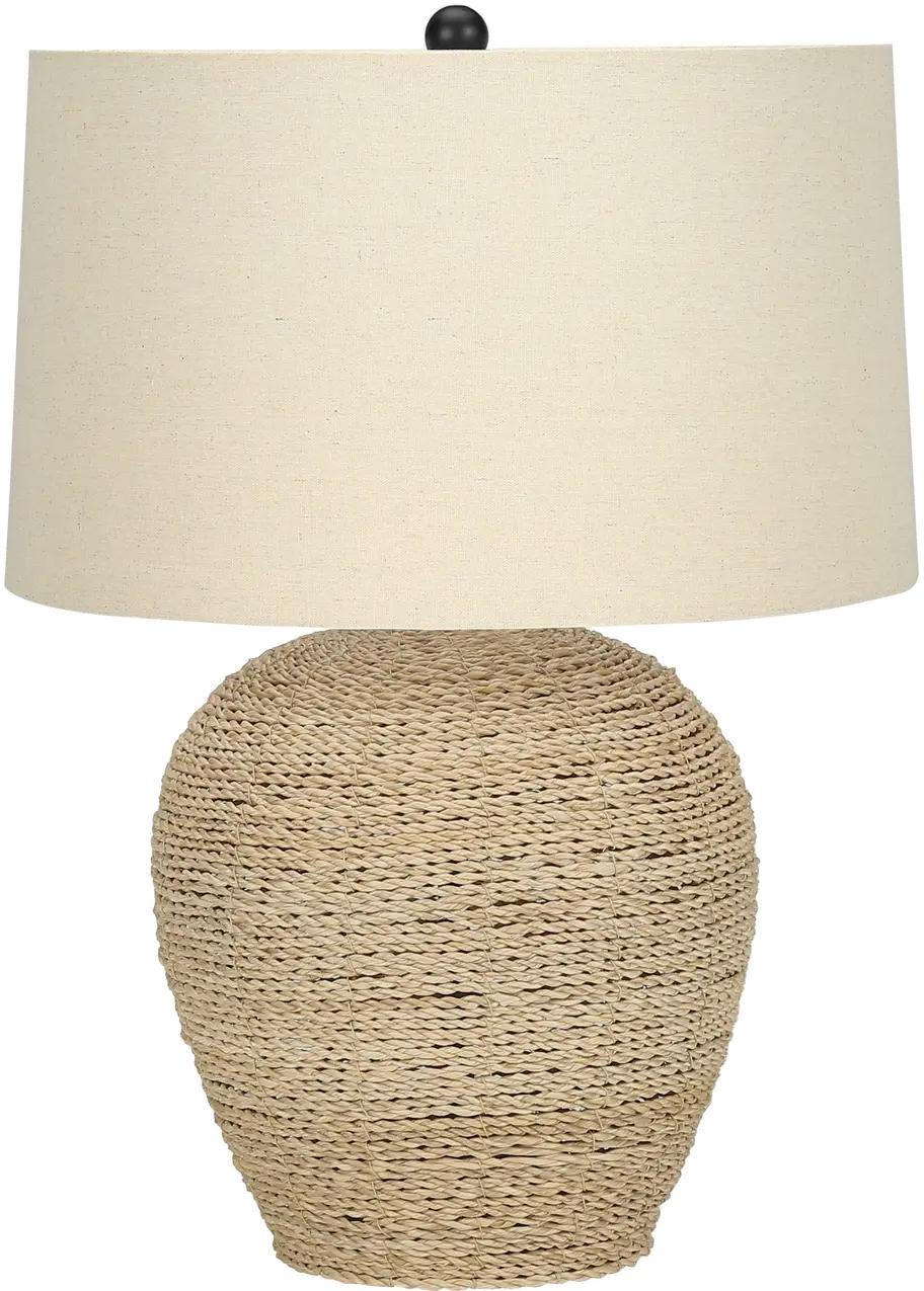 25 Inch Rattan Beige Table Lamp