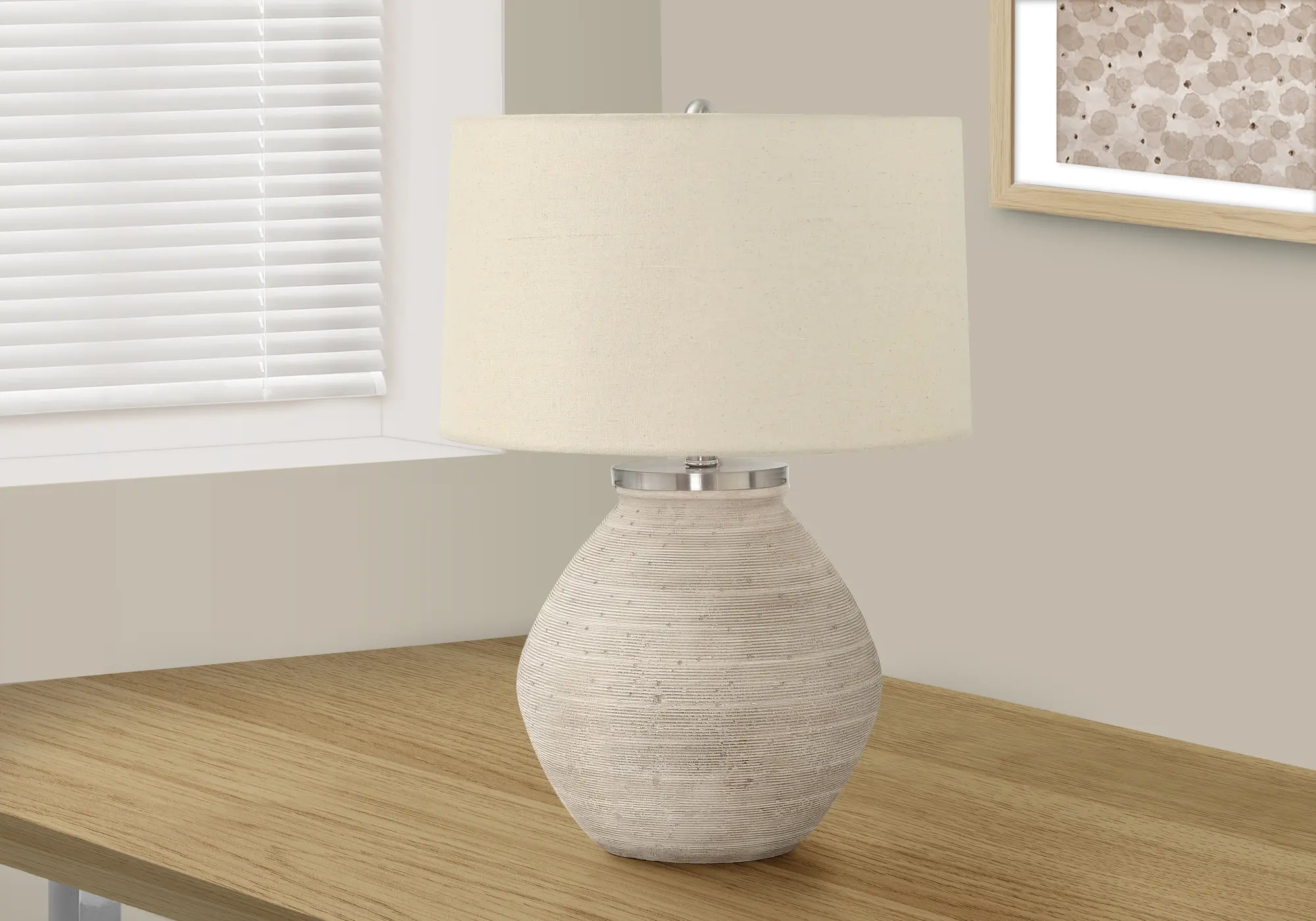 25 Inch Cream Concrete Table Lamp