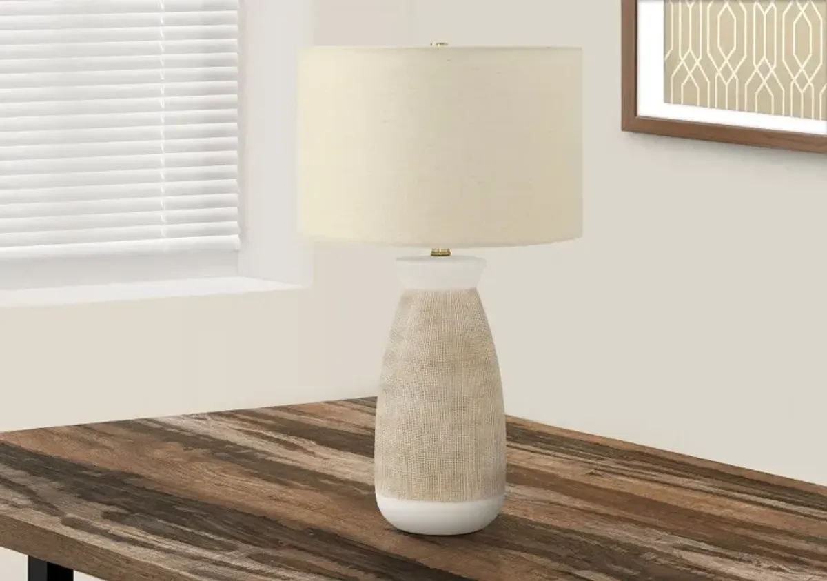 27 Inch Cream and Beige Ceramic Table Lamp