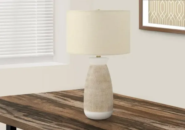 27 Inch Cream and Beige Ceramic Table Lamp
