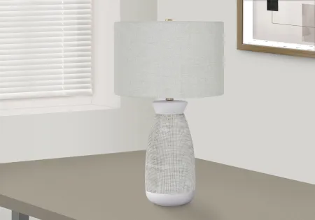 27 Inch White and Gray Ceramic Table Lamp