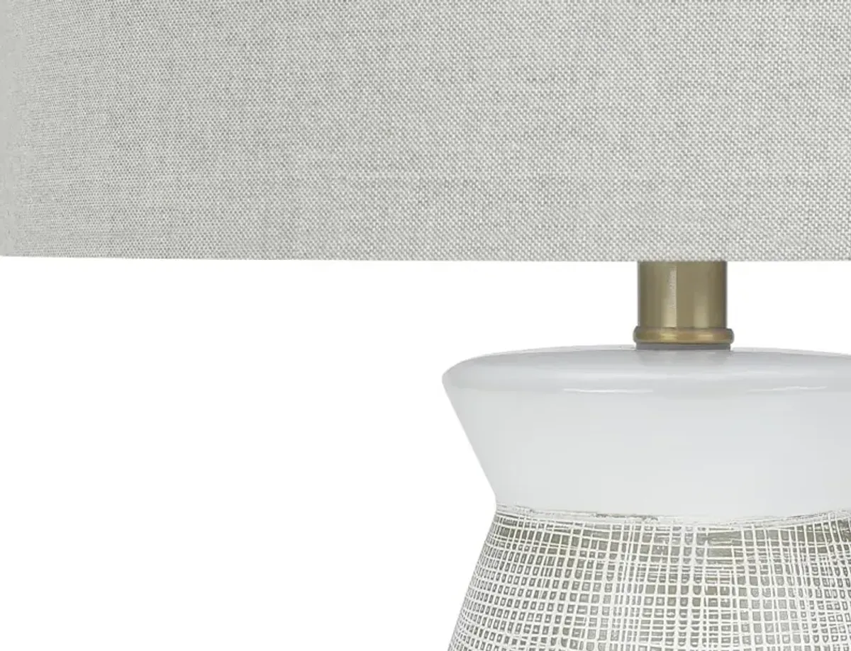 27 Inch White and Gray Ceramic Table Lamp