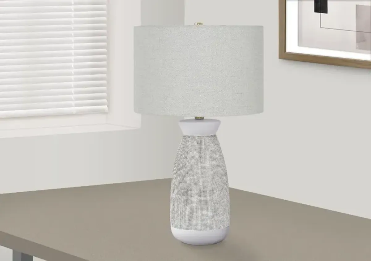 27 Inch White and Gray Ceramic Table Lamp