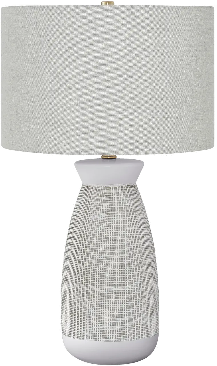 27 Inch White and Gray Ceramic Table Lamp