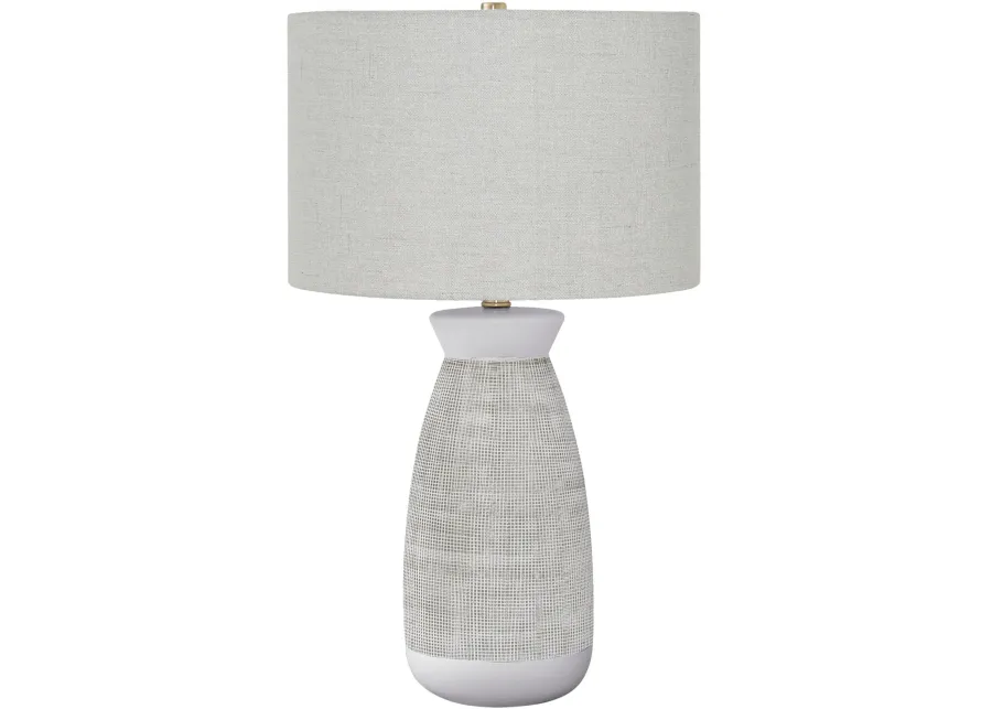 27 Inch White and Gray Ceramic Table Lamp