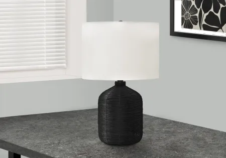 23 Inch Black Rattan Table Lamp