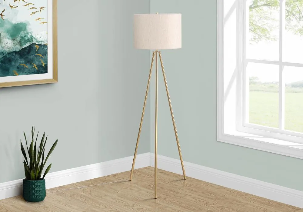 63-Inch Brass Metal Floor Lamp