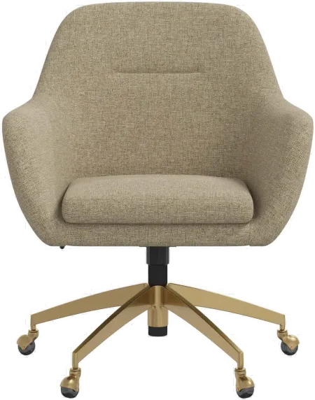 Penny Zuma Linen Office Chair with Gold Base
