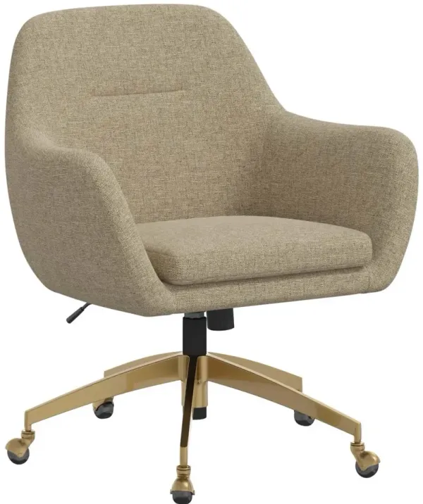 Penny Zuma Linen Office Chair with Gold Base