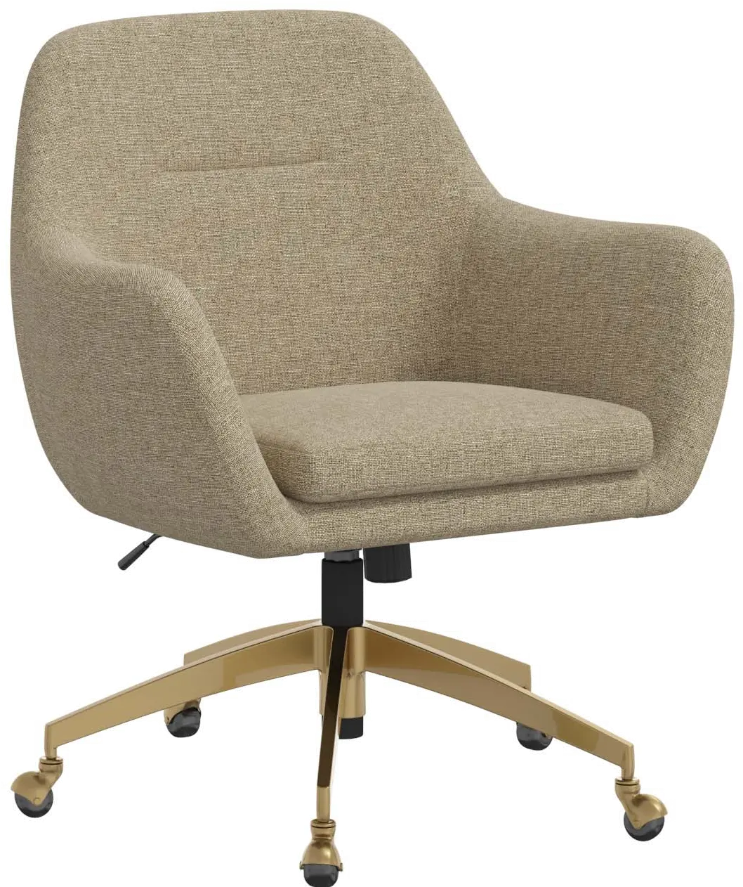 Penny Zuma Linen Office Chair with Gold Base