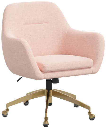 Penny Zuma Rosequartz Office Chair with Gold Base