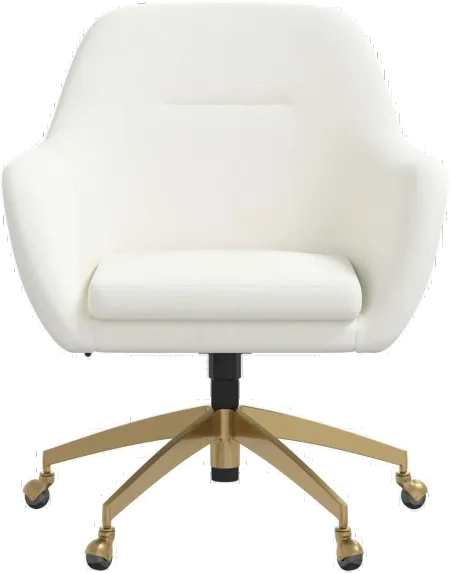 Penny Zuma White Office Chair with Gold Base