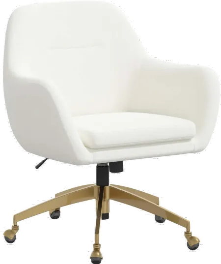 Penny Zuma White Office Chair with Gold Base