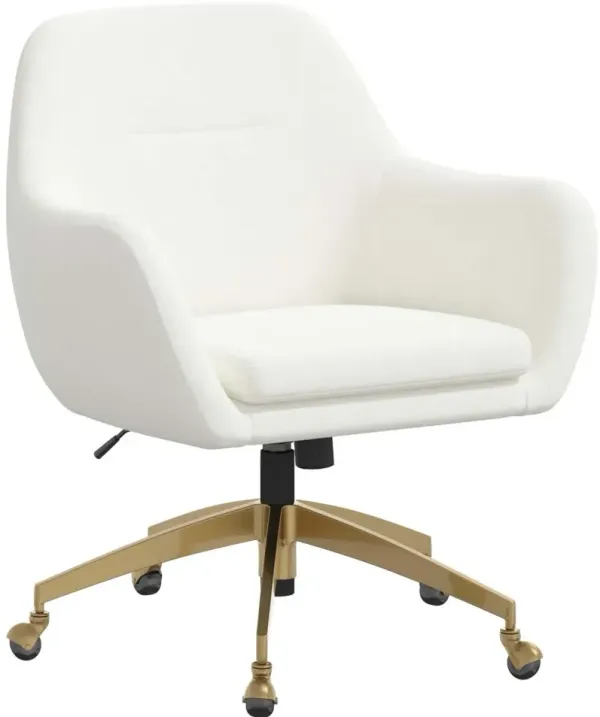Penny Zuma White Office Chair with Gold Base