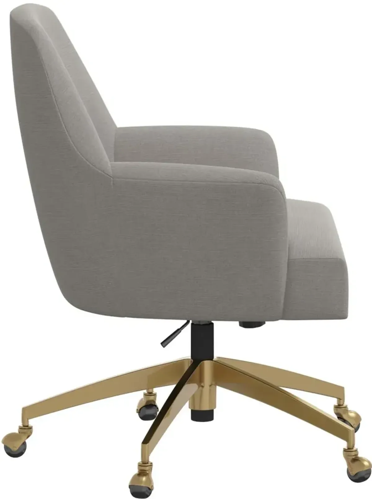 Shelby Linen Gray Office Chair with Gold Base