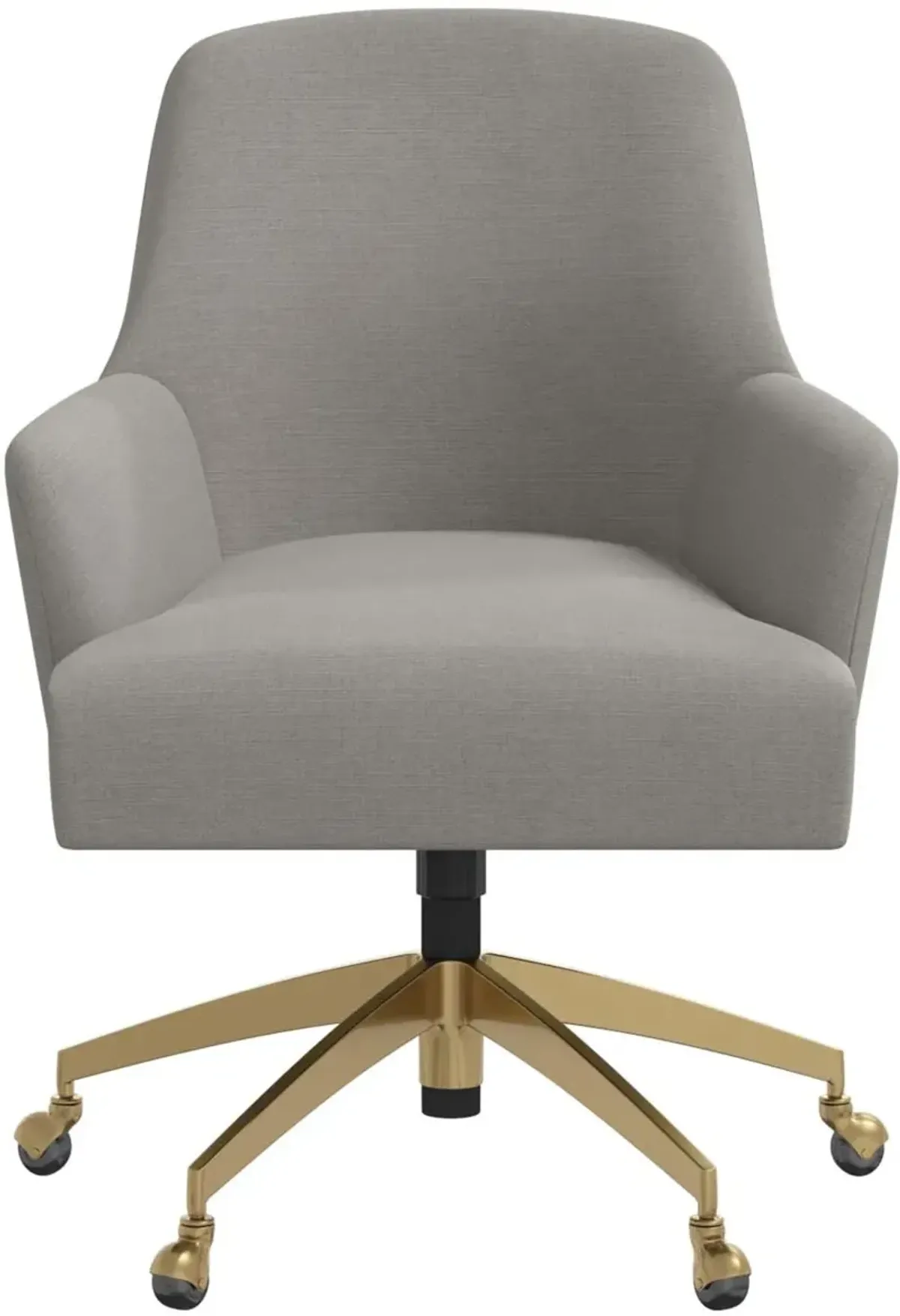 Shelby Linen Gray Office Chair with Gold Base