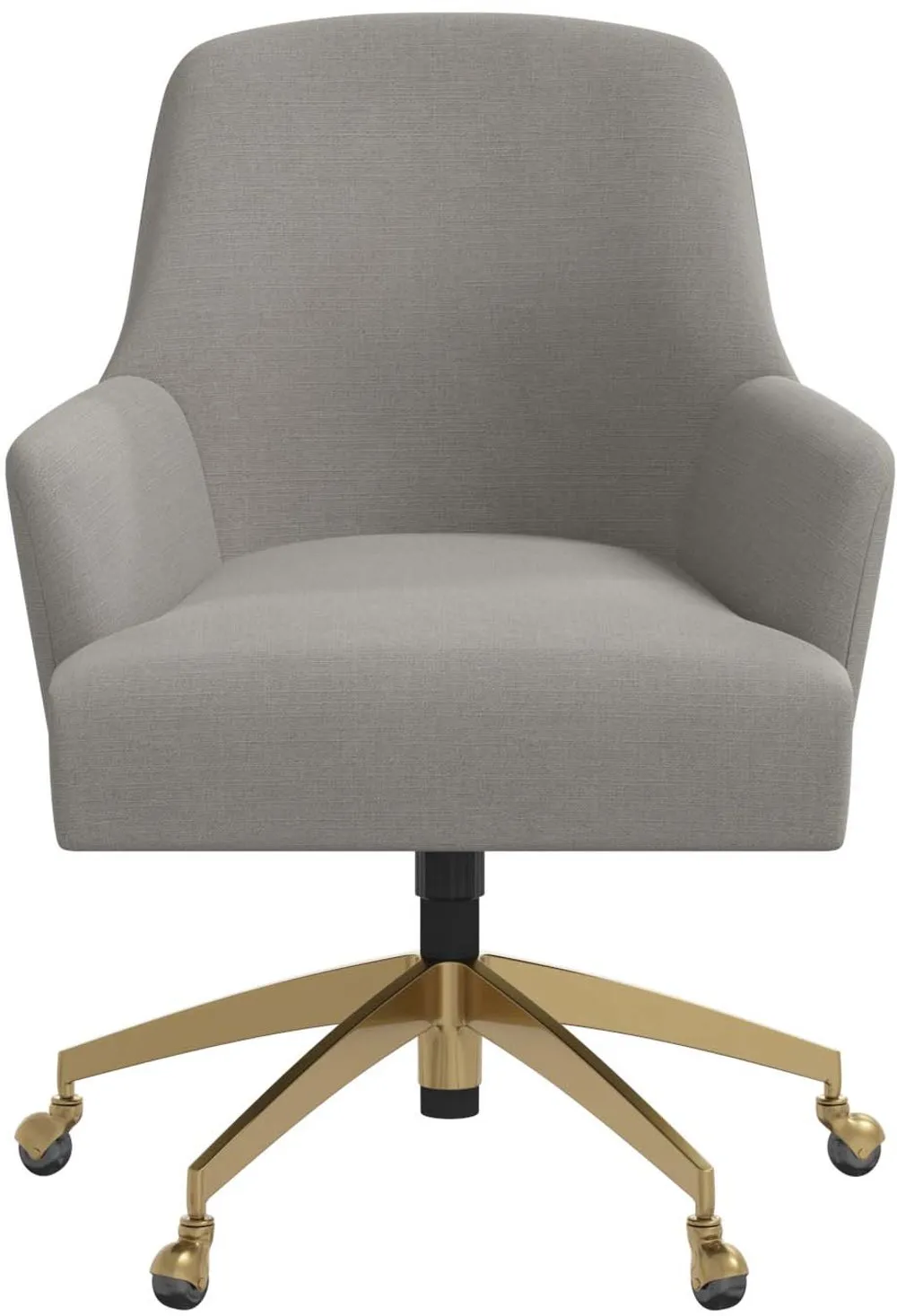 Shelby Linen Gray Office Chair with Gold Base