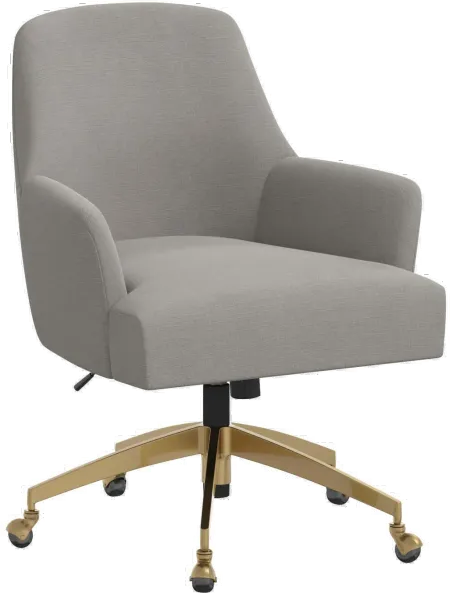 Shelby Linen Gray Office Chair with Gold Base